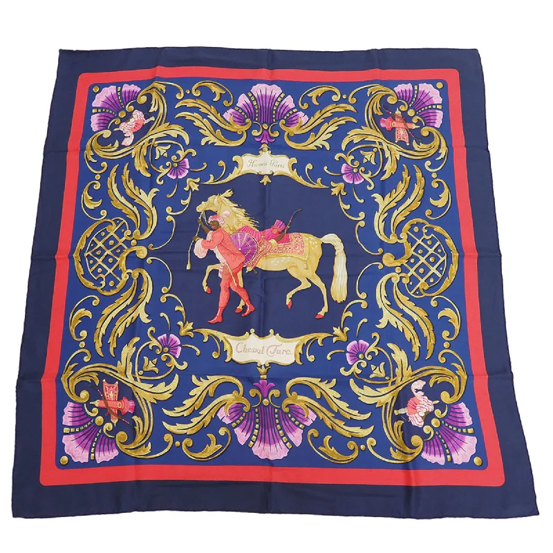 Hermes blue Navy  Color Silk Scarf (Pre-Owned)