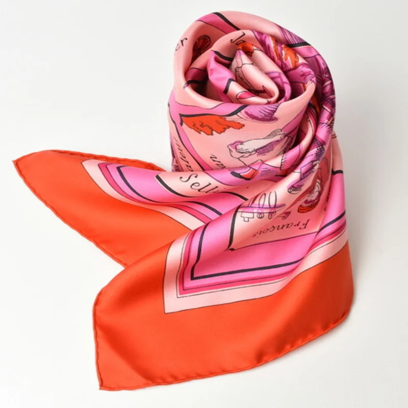 Hermes pink  Color Silk Scarf (Pre-Owned)