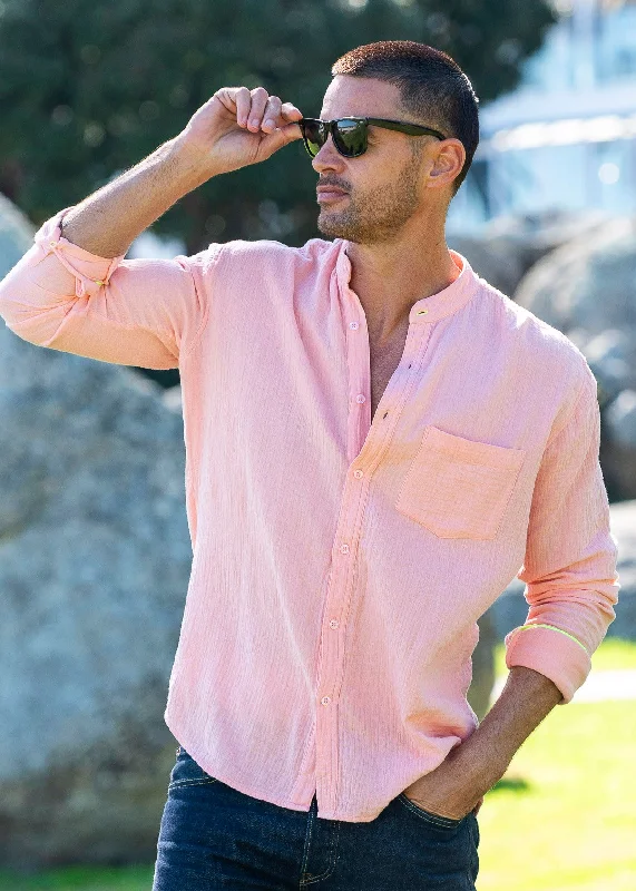 Twice as Nice Mens' Cotton Shirt in Coral