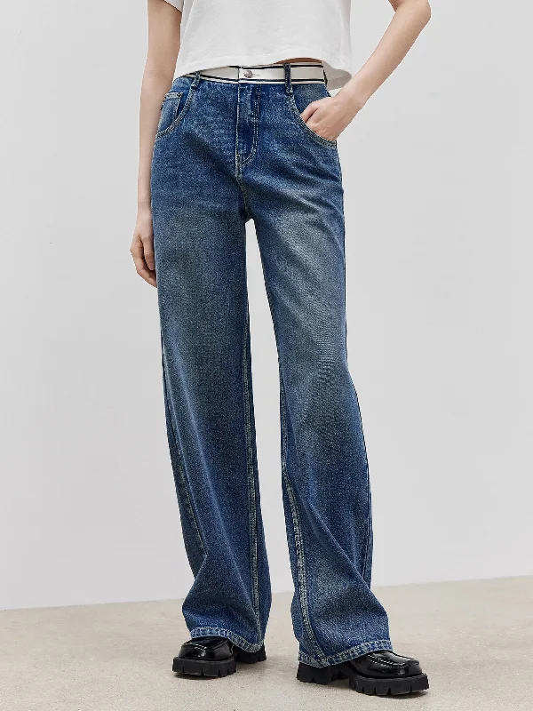 High Waist Straight Cotton Jeans