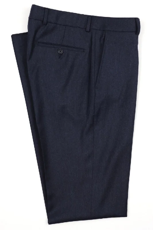 Cashmere and Wool Italian Flannel Comfort-EZE Trouser in Deep Blue (Flat Front Models) by Ballin