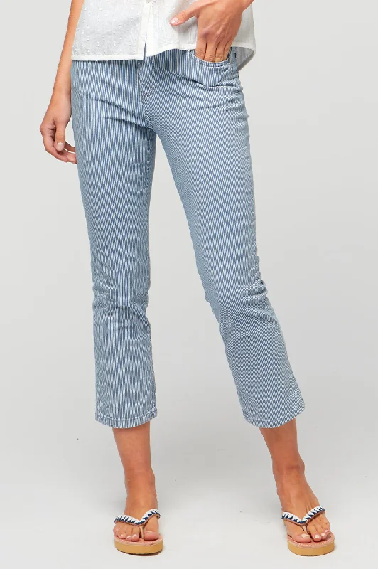 Cropped Striped Jeans | Blue