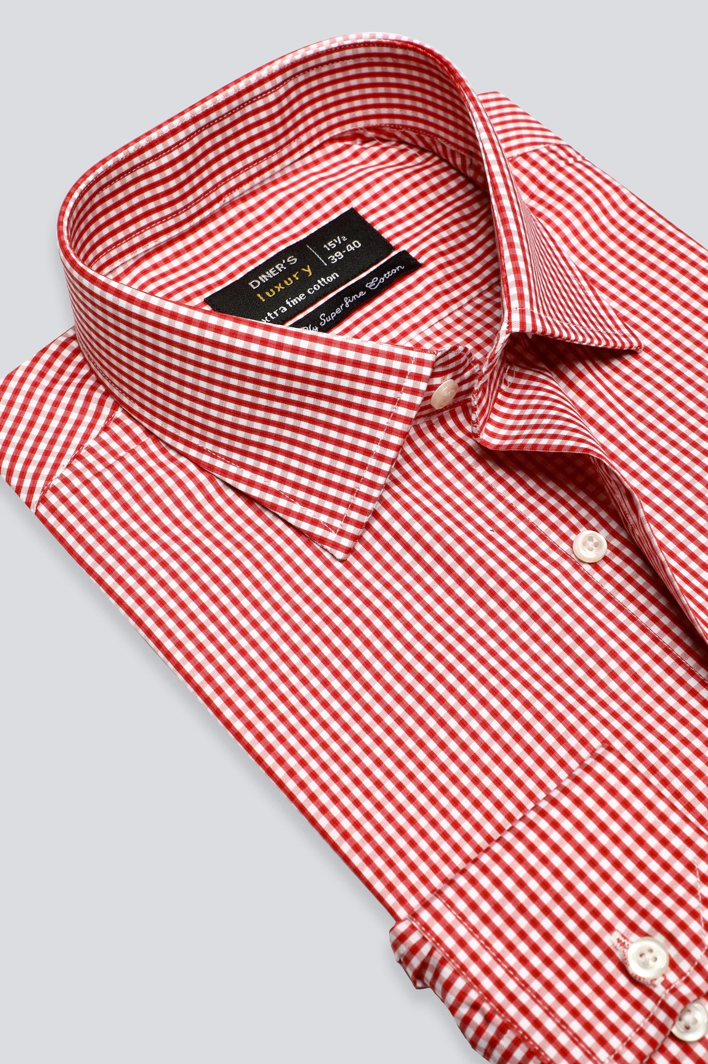 Red Mini-Check Formal Shirt