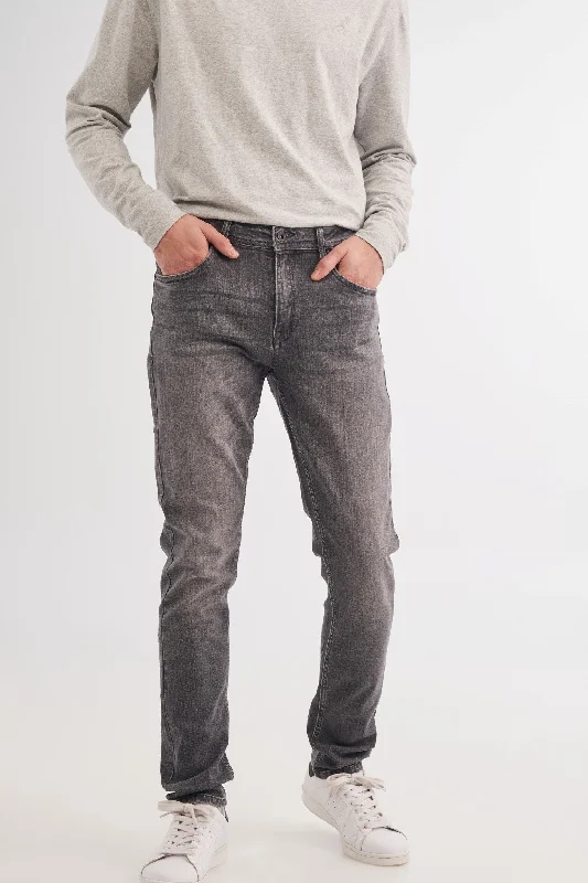 Jeans gris foncé coupe ajustée, 32'' - Homme