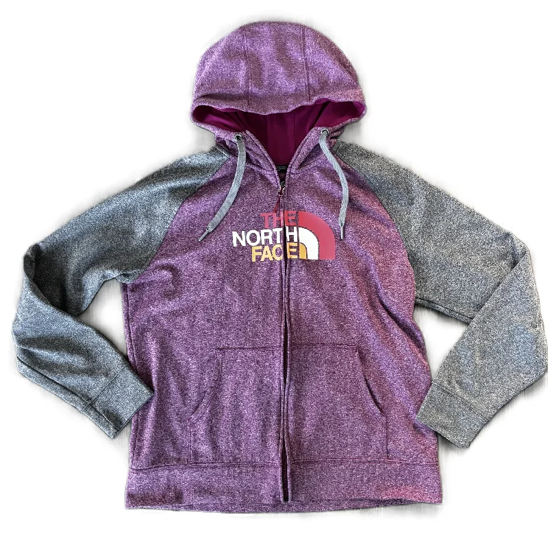 Athletic Sweatshirt Hoodie By The North Face In Grey & Purple, Size: Xl