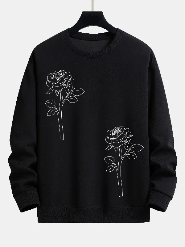 Line Rose Print Relax Fit Sweatshirt