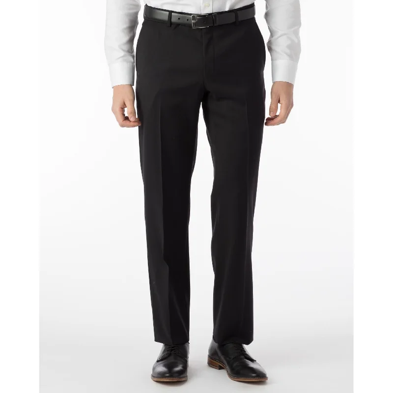 BIG FIT Super 120s Wool Gabardine Comfort-EZE Trouser in Black (Plain Front Model) by Ballin