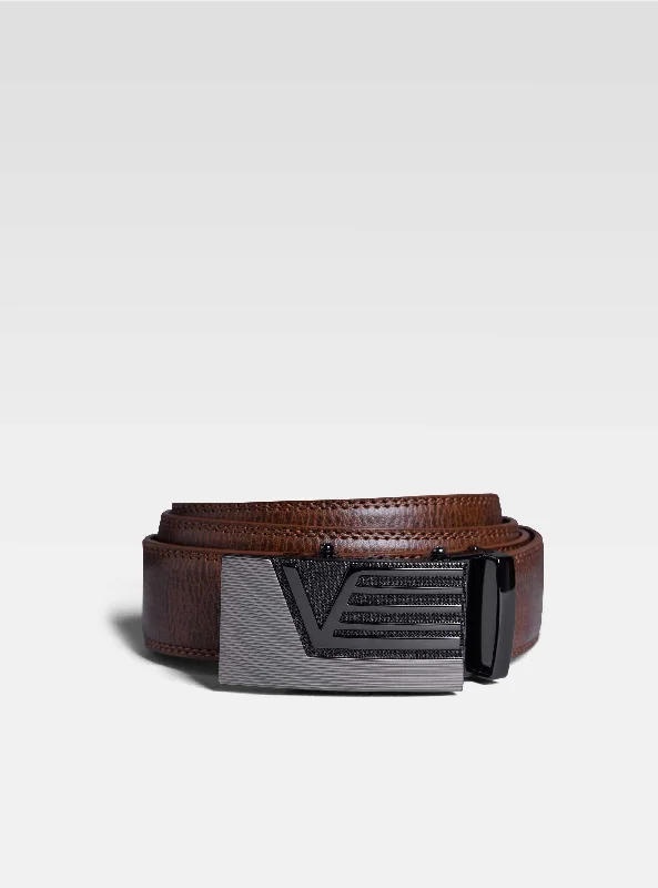 Tan Two-Tone Buckle Automatic Belt