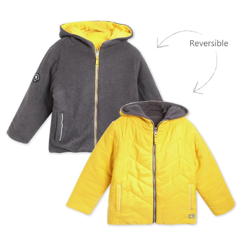 Colorblock Quilted Hooded Reversible Jacket