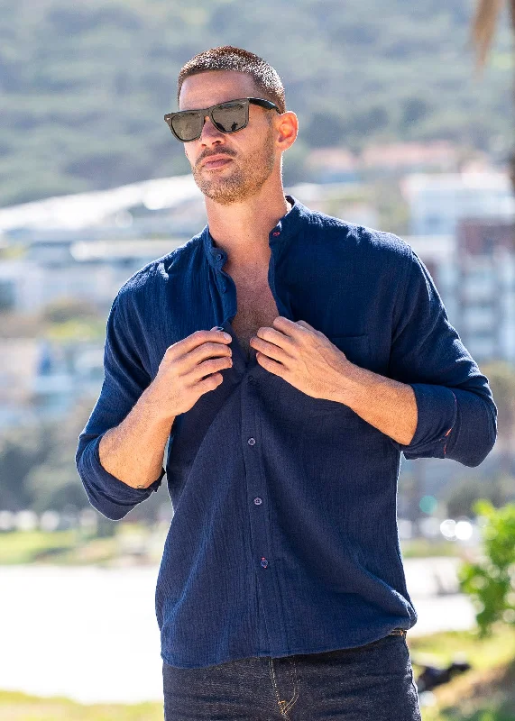 Twice as Nice Mens' Cotton Shirt in Navy