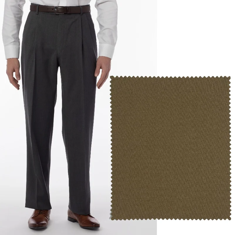 Super 120s Wool Gabardine Comfort-EZE Trouser in Saddle (Manchester Pleated Model) by Ballin