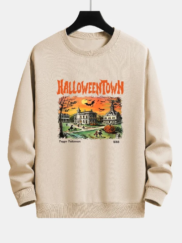 Halloween Town Print Relax Fit Sweatshirt