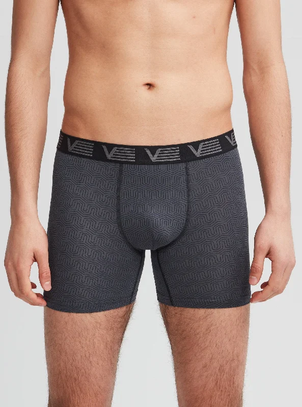 Charcoal bamboo boxers with maze pattern