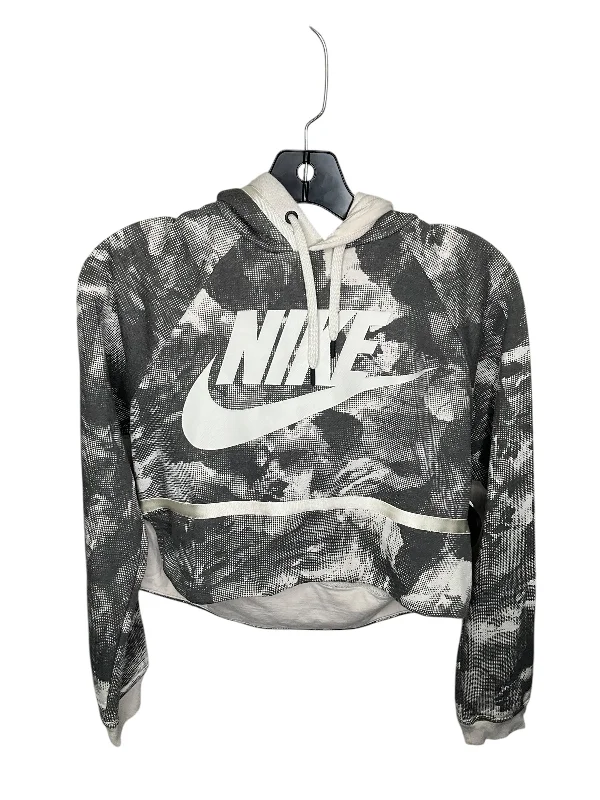 Athletic Sweatshirt Hoodie By Nike In Grey, Size: M