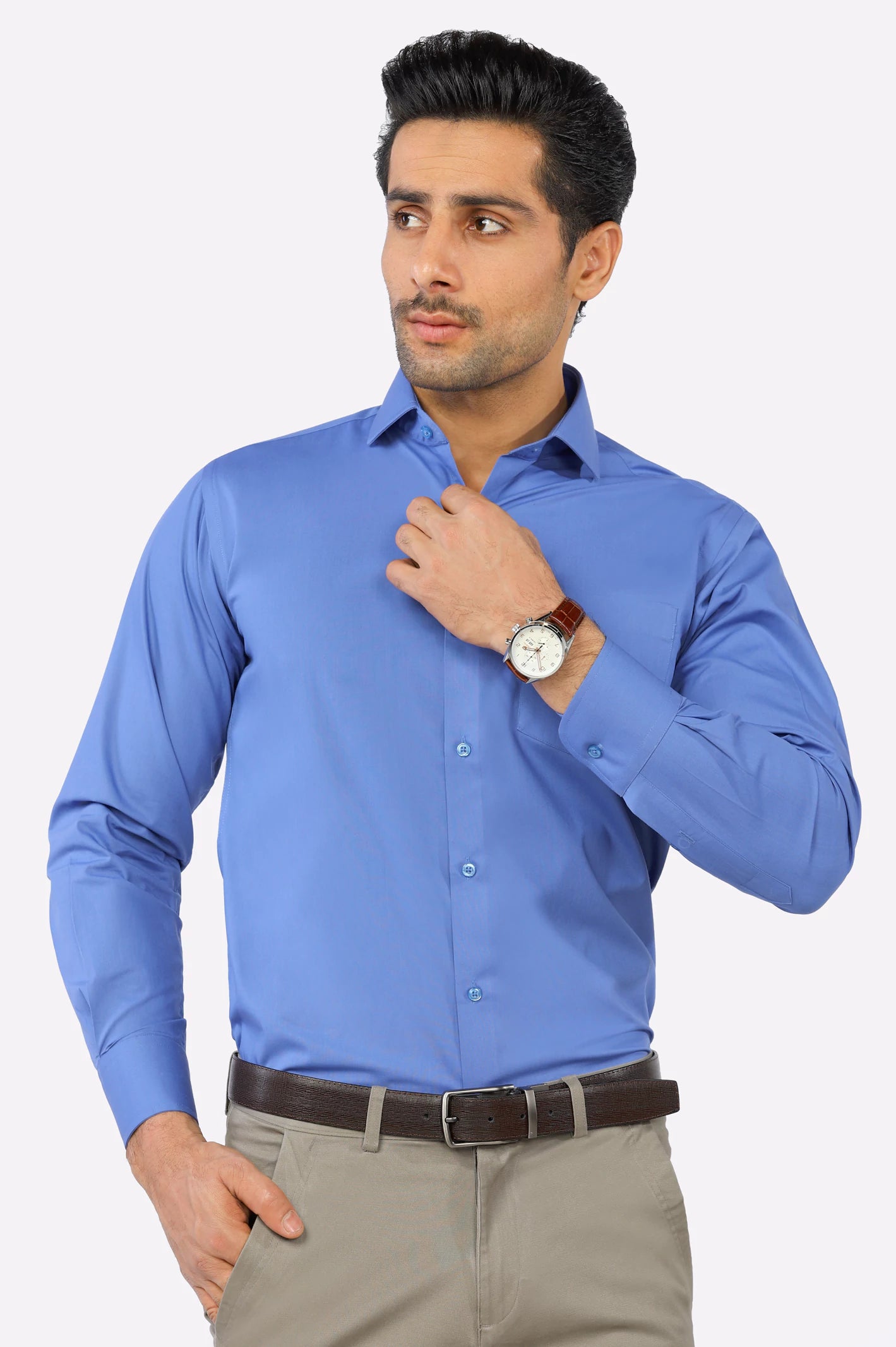 Dark Blue Plain Formal Shirt