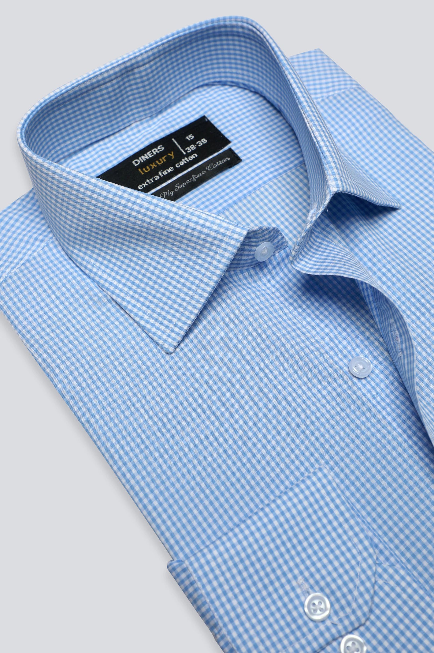 Sky Blue Mini Check Formal Shirt