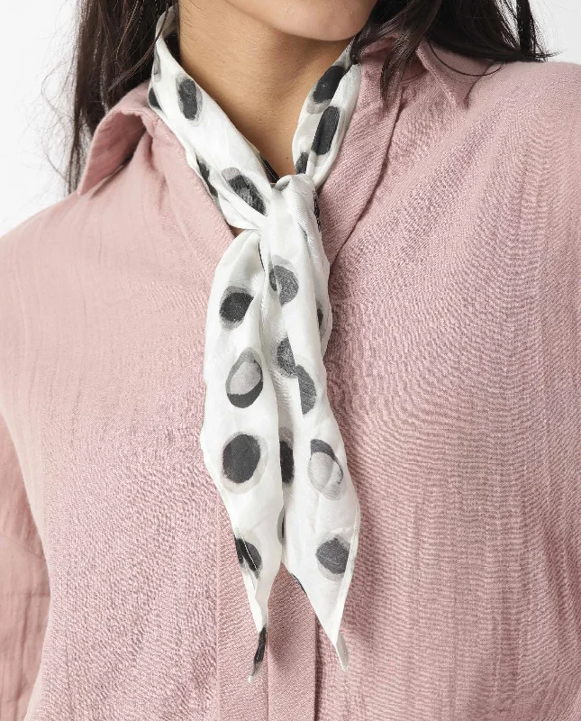 Rareism Women Soak White Scarf Cotton Silk Fabric