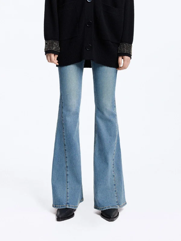 Side Paneled Flared Jeans