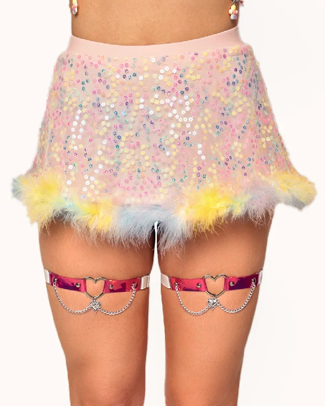 Katie Kayyyy x iHR Pastel Prism Marabou Skirt