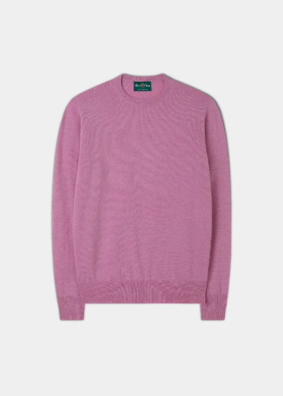 Men's Geelong Lambswool Crew Neck Jumper In Pink Haze - Regular Fit