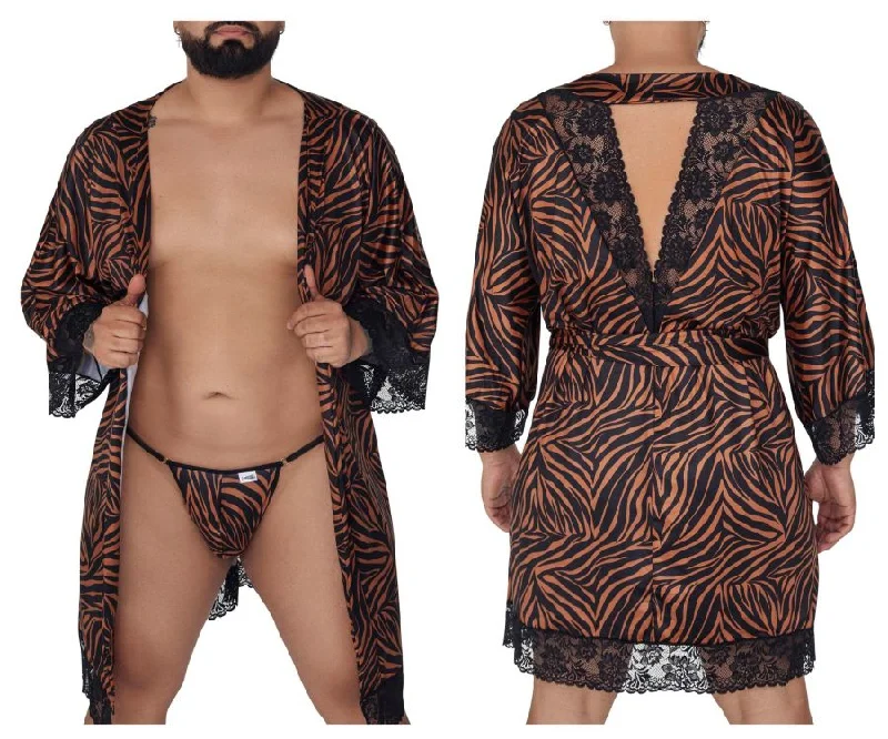 CandyMan 99700X Robe Thong Two Piece Set Color Animal Print