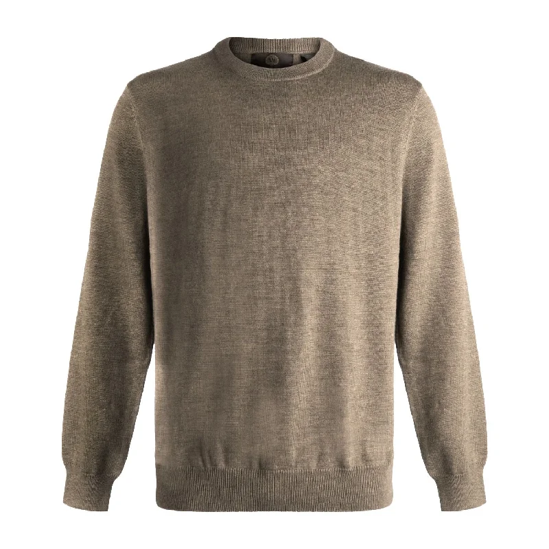 Extra Fine 'Zegna Baruffa' Merino Wool Crew Neck Sweater in Mushroom by Viyella