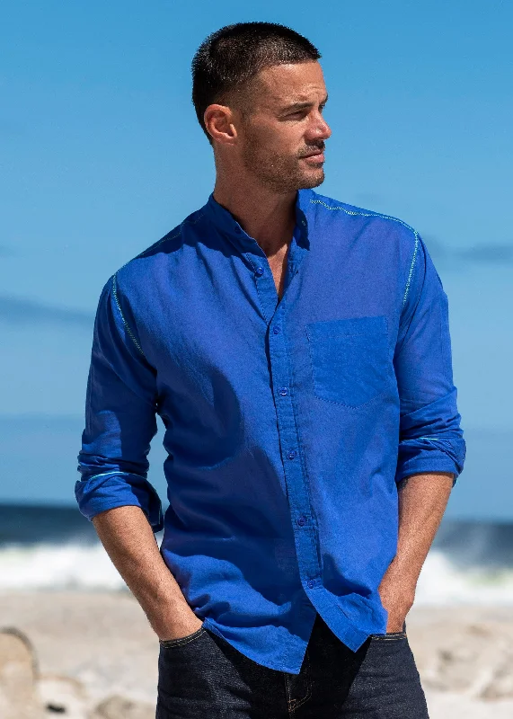 Island Breeze Mens' Cotton Shirt in Blue