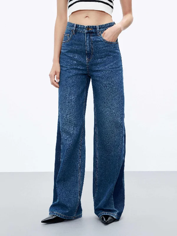 Contrast Detail Straight Jeans