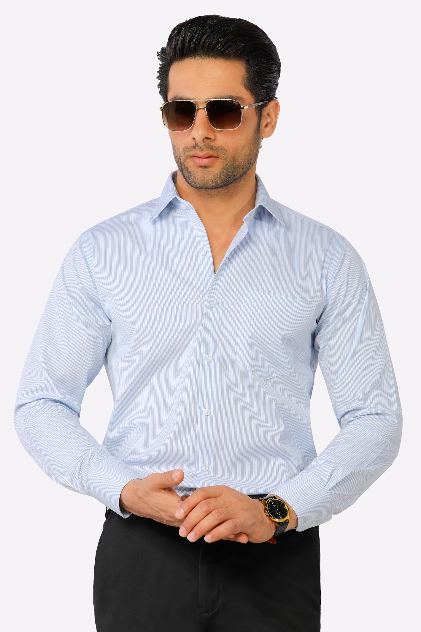 Blue Pencil Stripe Formal Shirt