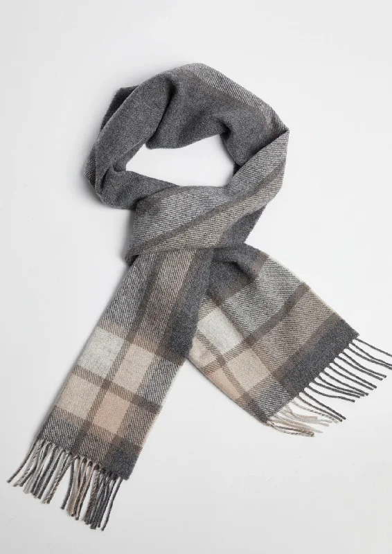 Foxford Lambswool Scarf | Grey Check