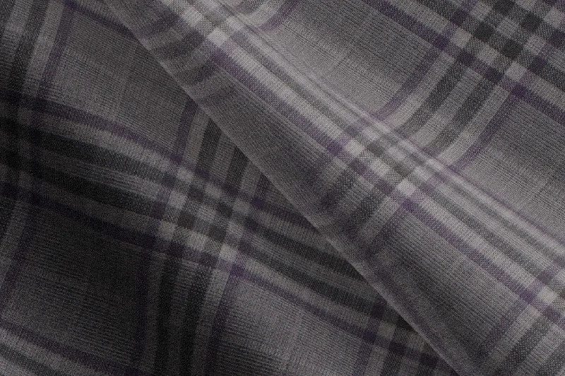 Made to Measure Silver/Aubergine Plaid Waistcoat