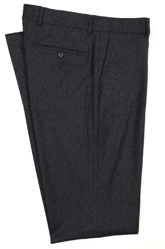 Cashmere and Wool Italian Flannel Comfort-EZE Trouser in Charcoal (Flat Front Models) by Ballin