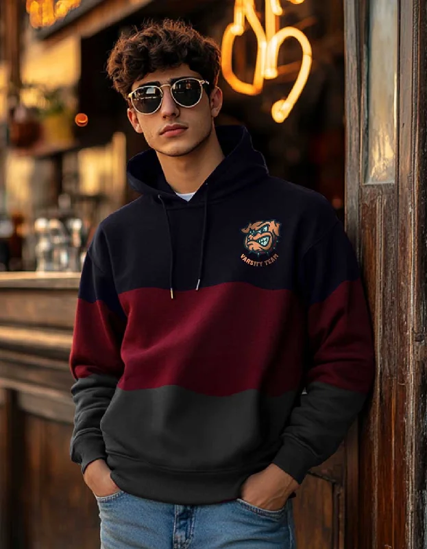 Varsity Maroon Pocket Graphic Printed Hoodie