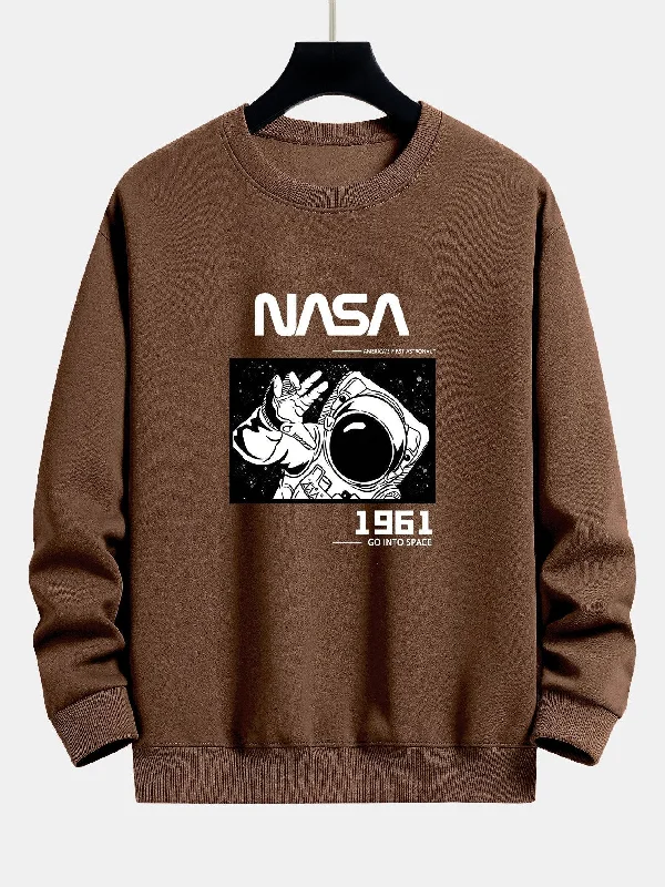 NASA Astronaut Slogan Print Relax Fit Sweatshirt