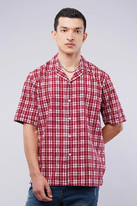 Check Cuban Shirt - Red & White