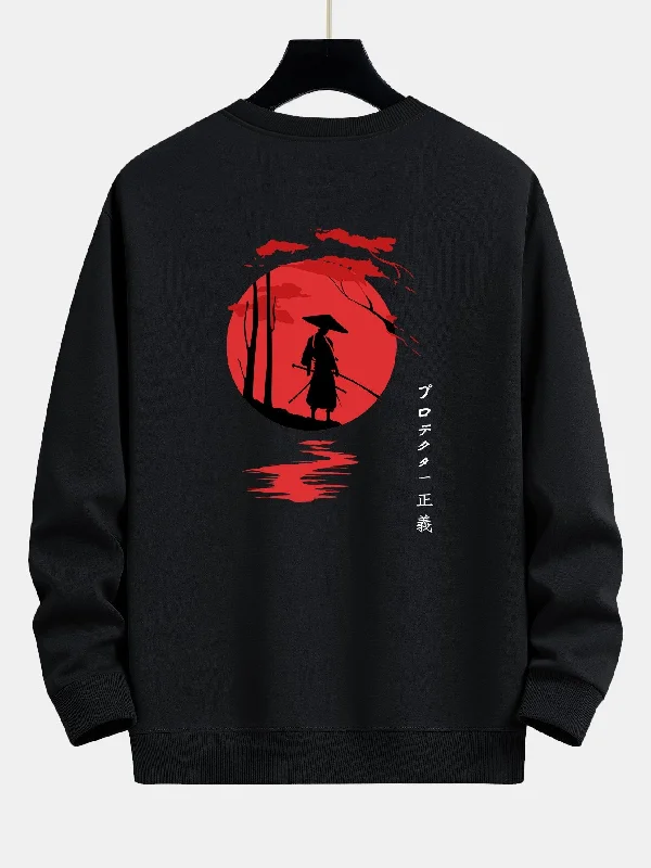 Samurai Back Print Relax Fit Sweatshirt