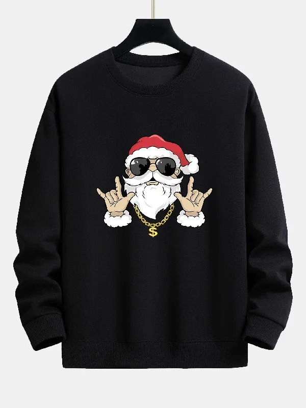 Hip Hop Santa Print Relax Fit Sweatshirt