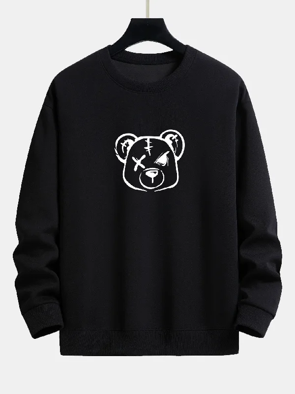 Simple Bear Print Relax Fit Sweatshirt