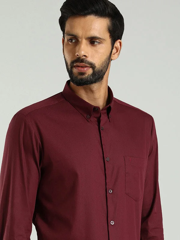 Men Solid Full Sleeve Cotton Blend Shirt