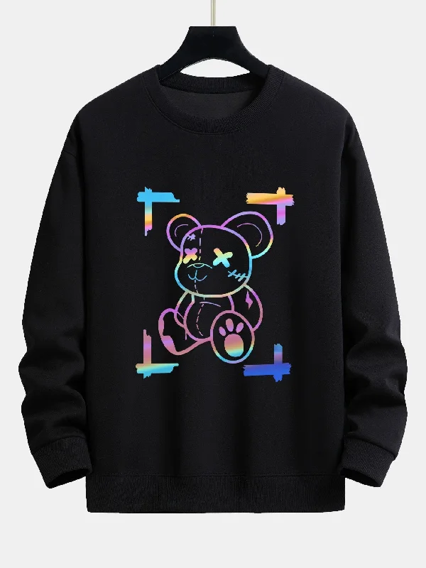 Colorful Bear Print Relax Fit Sweatshirt