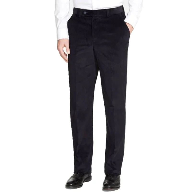 8 Wale Luxury Italian Corduroy Pant in Navy (Hampton Plain Front) by Berle