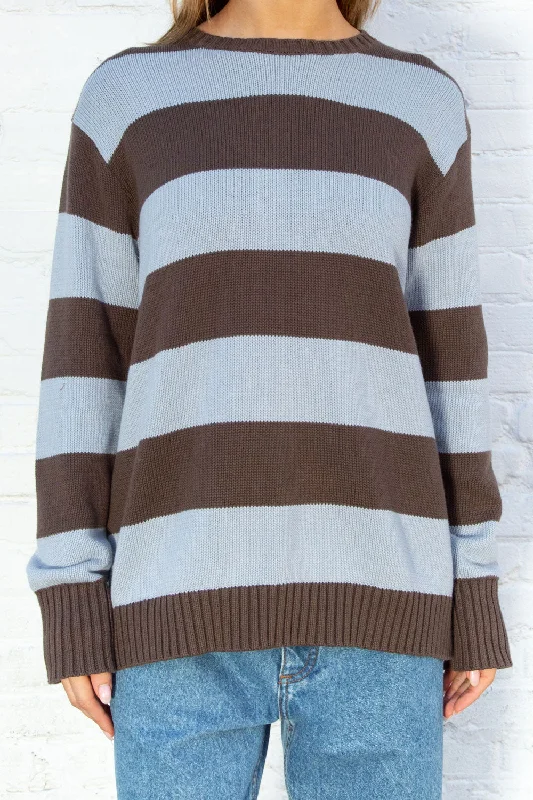 Brown and Light Blue Thick Stripes