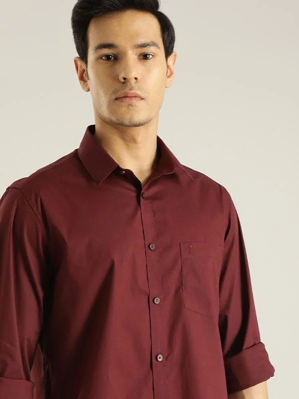 Men Solid Full Sleeve Cotton Stretch Shirt