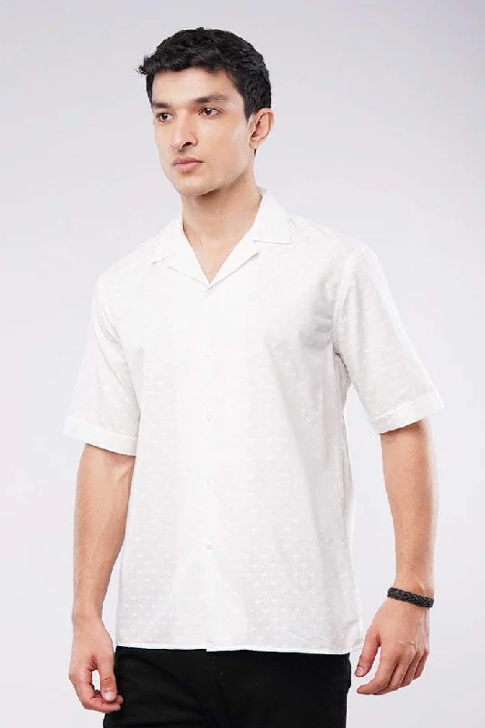 Self Texture Cuban Shirt - White