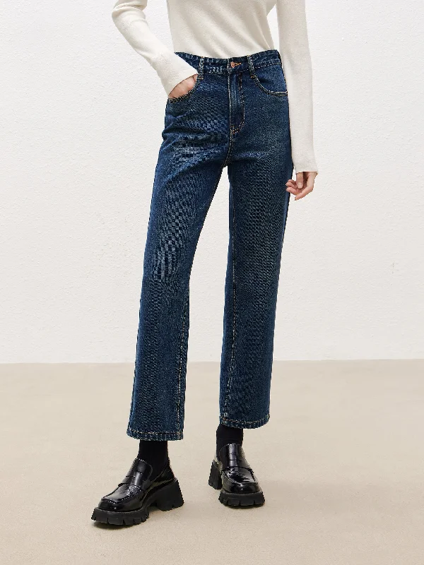 High Waist Ankle Jeans with Straight