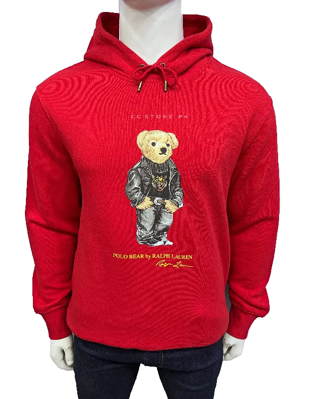 RL Tiger Bear Red Fleece Hoodie