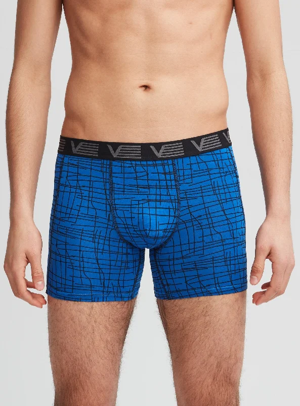 Blue bamboo trunks with lined pattern