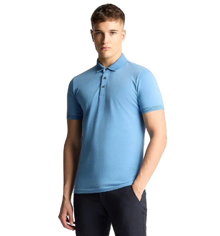 ID24407-Remus Blue Ribbed Collar Polo Shirt