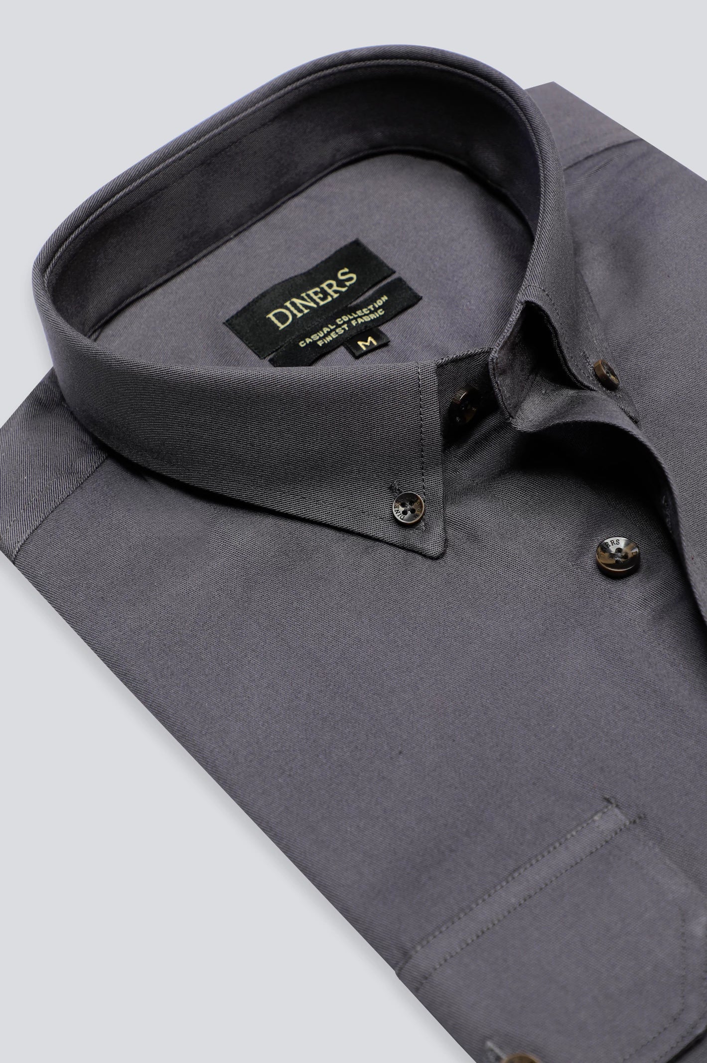 Dark Grey Plain Casual Shirt