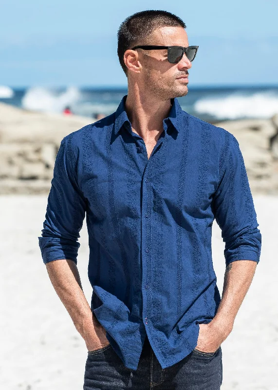 Cala Bassa Nights Mens' Cotton Shirt in Navy